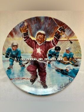 Vintage Hockey Plate “My Heart Is On The Ice” | Hockey Mom Gift | Mother’s Day